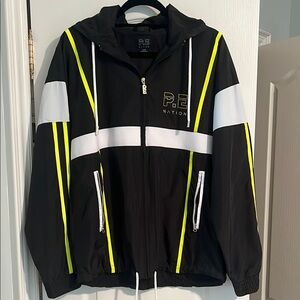 P.E Nation Black and White Windbreaker with Yellow Accents